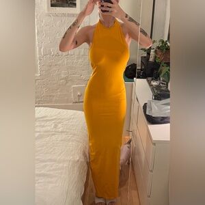 Simon Miller Blim Dress Sunset Orange Side Slit Bodycon Jersey